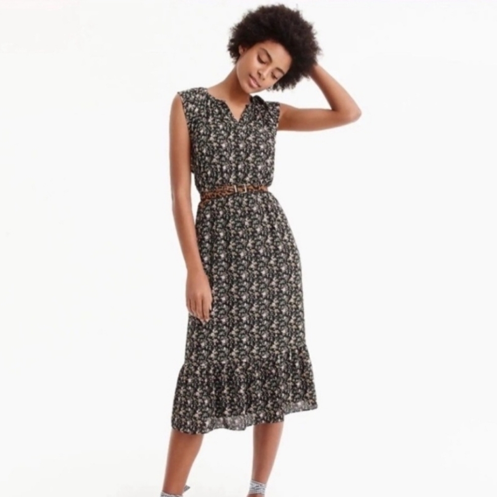 J. Crew Black Floral Midi Dress - Picture 2 of 12